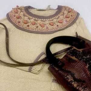 Ann W knit Sweater & Sued Snake Skin Purse
